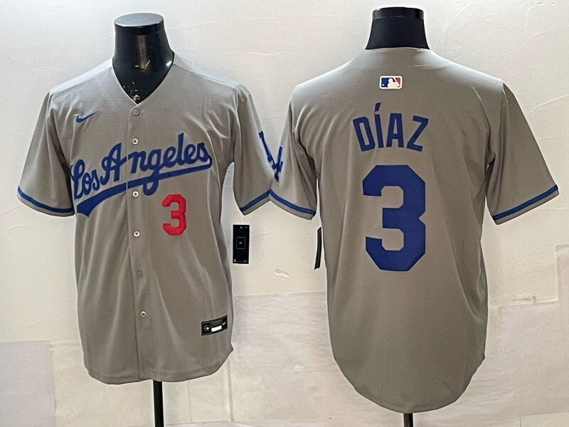 Los Angeles Dodgers #3 Diaz Dodgers Adult Style 1 Baseball Jersey baseball jersey product view 1