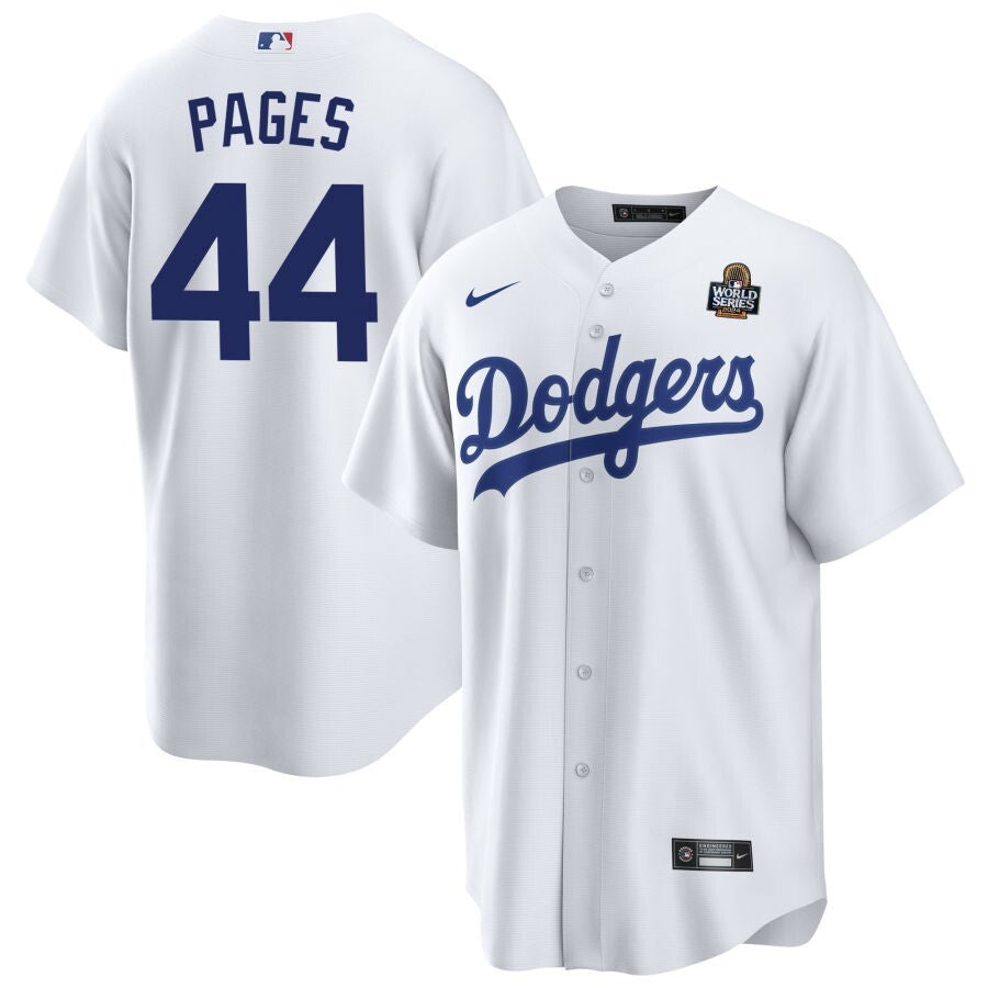 Los Angeles Dodgers #44 Andy Pages 2024 World Series Home Jersey - White Baseball Jersey baseball jersey product view 1