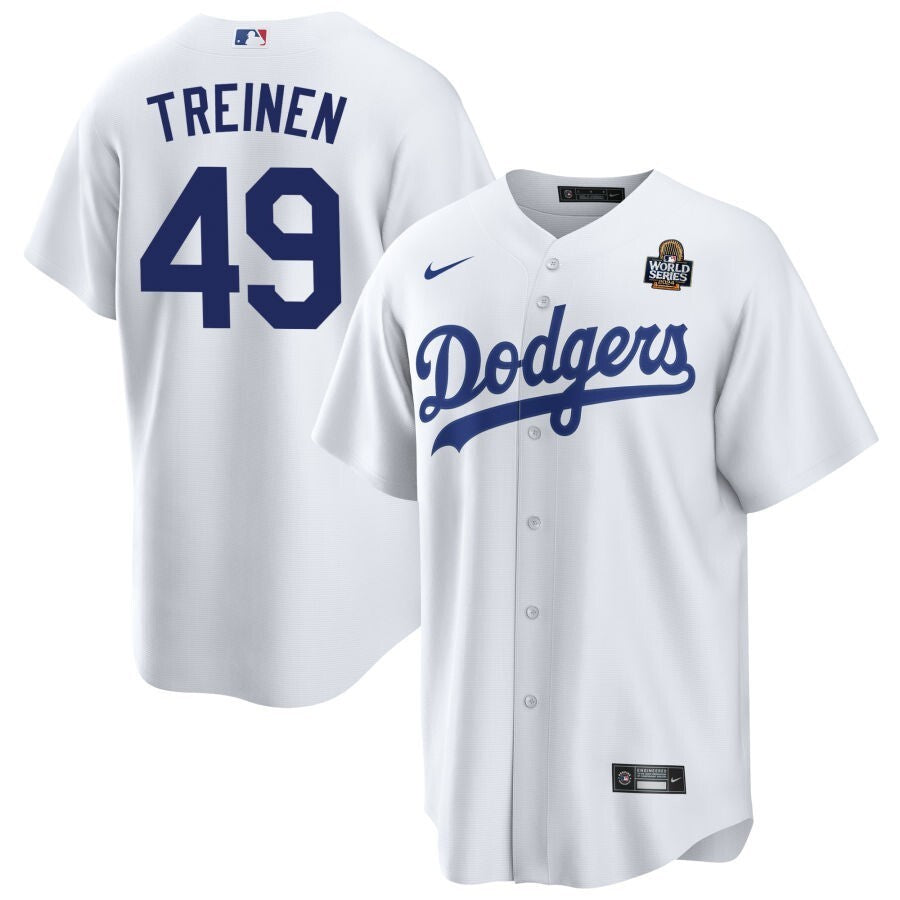 Los Angeles Dodgers #49 Blake Treinen 2024 World Series Home Jersey - White Baseball Jersey baseball jersey product view 1