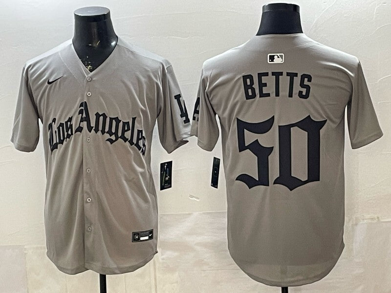 Los Angeles Dodgers #50 Mookie Betts Dodgers Gray 5 Edition Style 2 Baseball Jersey baseball jersey product view 1