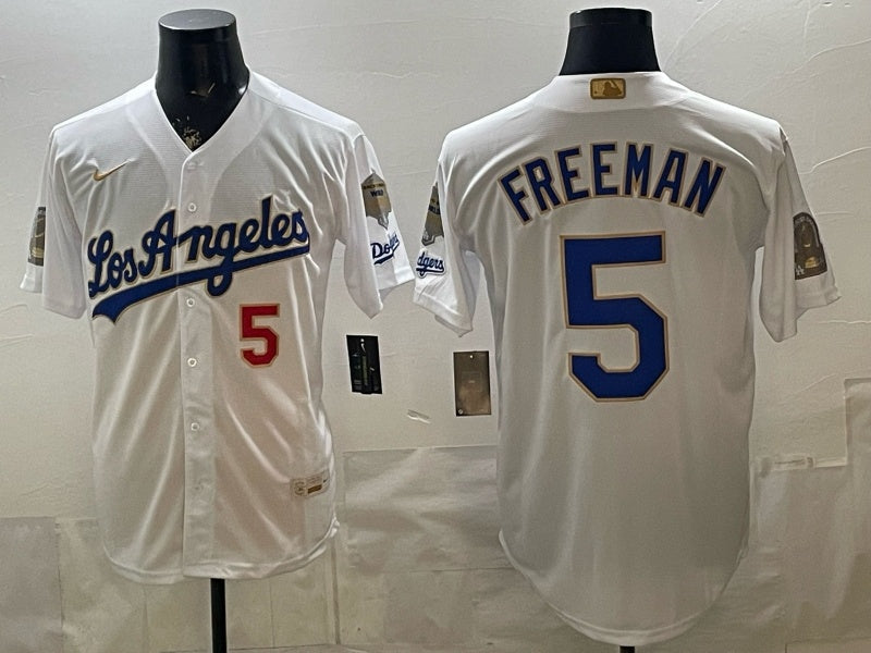 Los Angeles Dodgers #5 Freddie Freeman Dodgers Platinum English Special V2 Baseball Jersey baseball jersey product view 1