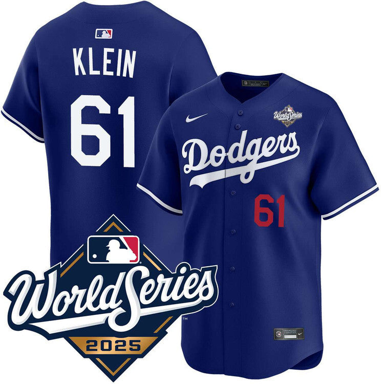 Los Angeles Dodgers #61 Will Klein Alternate Royal Limited 2025 World Series Jersey Baseball Jersey baseball jersey product view 1