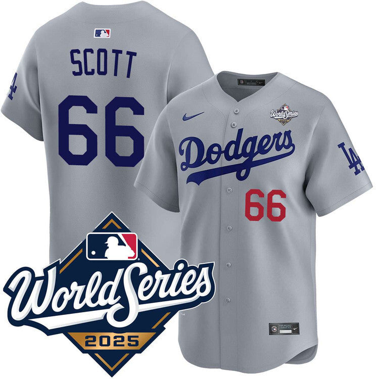 Los Angeles Dodgers #66 Tanner Scott Alternate Road Limited 2025 World Series Jersey Baseball Jersey baseball jersey product view 1