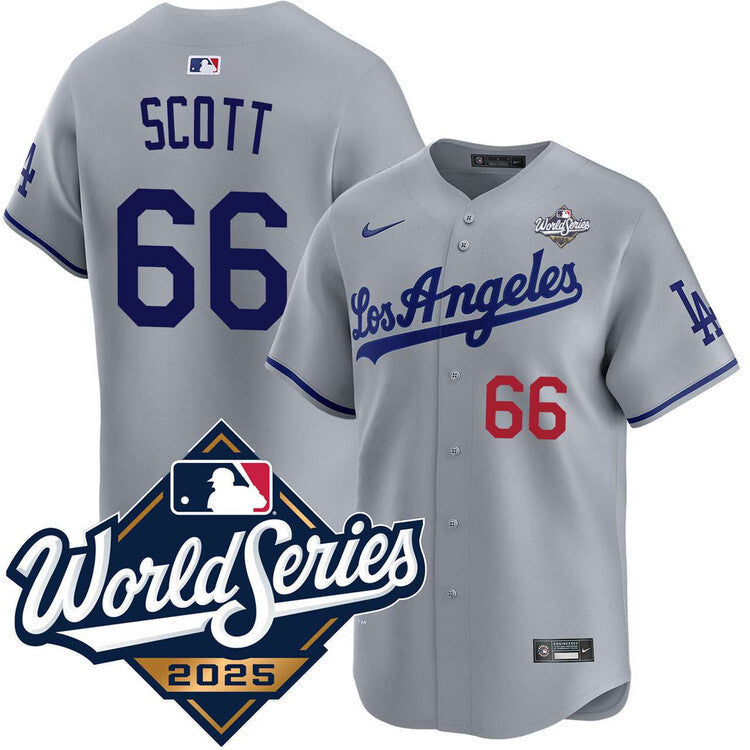 Los Angeles Dodgers #66 Tanner Scott Road Limited 2025 World Series Jersey Baseball Jersey baseball jersey product view 1