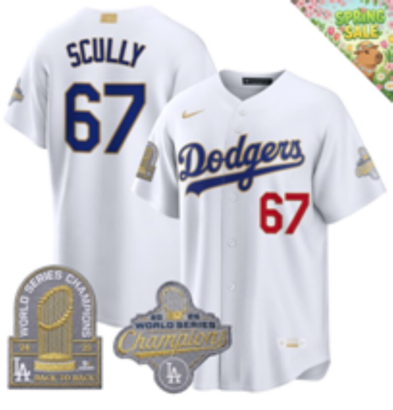 Los Angeles Dodgers #67 Vin Scully Dodgers Platinum V2 Baseball Jersey baseball jersey product view 1