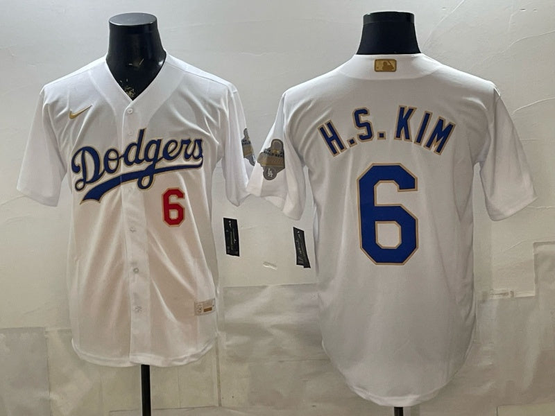 Los Angeles Dodgers #6 H.S KIM Dodgers Platinum V2 Baseball Jersey baseball jersey product view 1