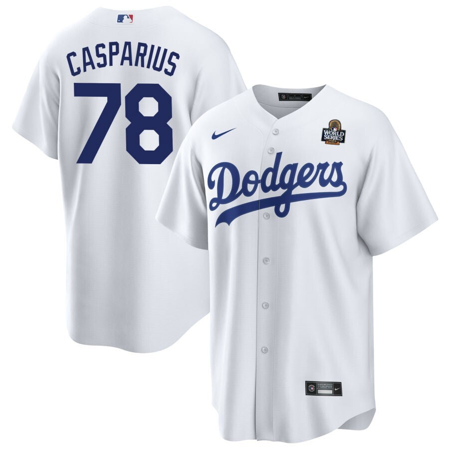 Los Angeles Dodgers #78 Ben Casparius 2024 World Series Home Jersey - White Baseball Jersey baseball jersey product view 1
