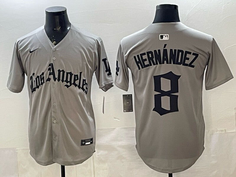 Los Angeles Dodgers #8 Enrique Hernandez Dodgers Gray 5 Edition Style 2 Baseball Jersey baseball jersey product view 1