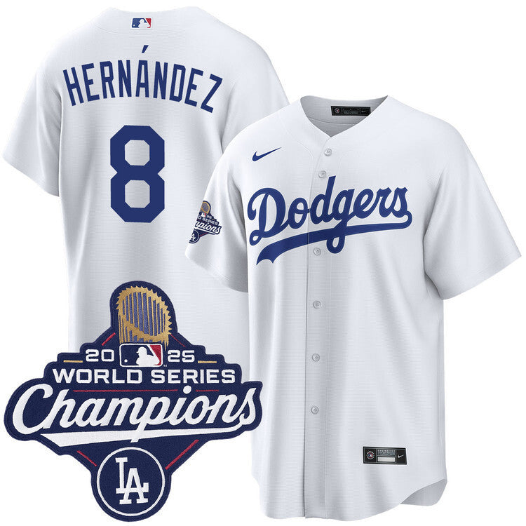 Los Angeles Dodgers #8 Enrique Hernandez Home 2025 World Series Champions Jersey Baseball Jersey baseball jersey product view 1