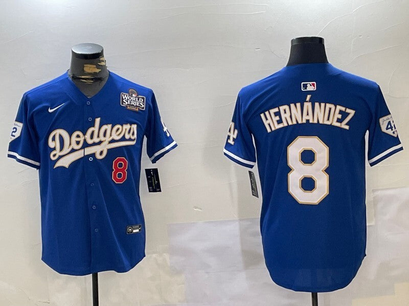 Los Angeles Dodgers #8 Kike Hernandez Dodgers Adult Style 4 Baseball Jersey baseball jersey product view 1