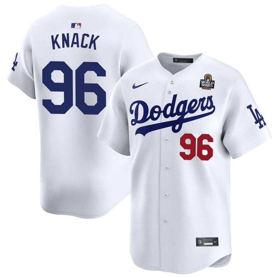 Los Angeles Dodgers #96 Landon Knack 2024 World Series Home Limited Jersey - White Baseball Jersey baseball jersey product view 1