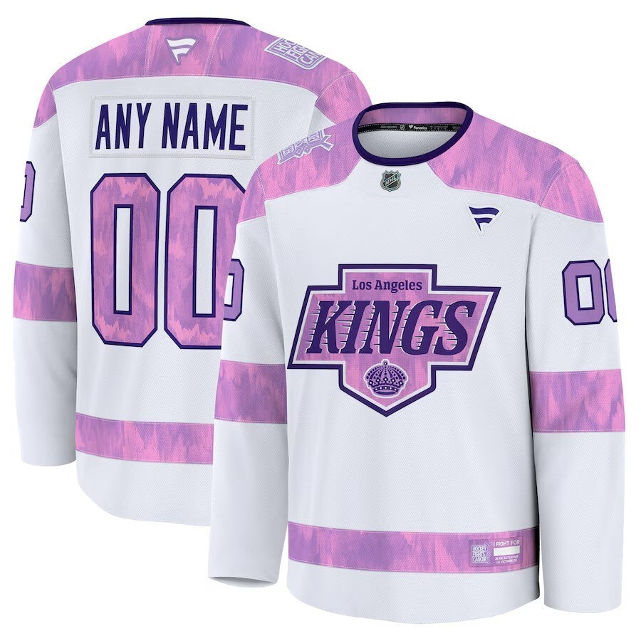 Los Angeles Kings Fanatics 2024 Hockey Fights Cancer Custom Practice Jersey - White Hockey Jersey hockey jersey product view 1