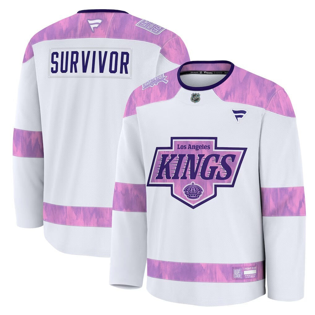 Los Angeles Kings Fanatics Hockey Fights Cancer Practice Jersey - White Hockey Jersey hockey jersey product view 1