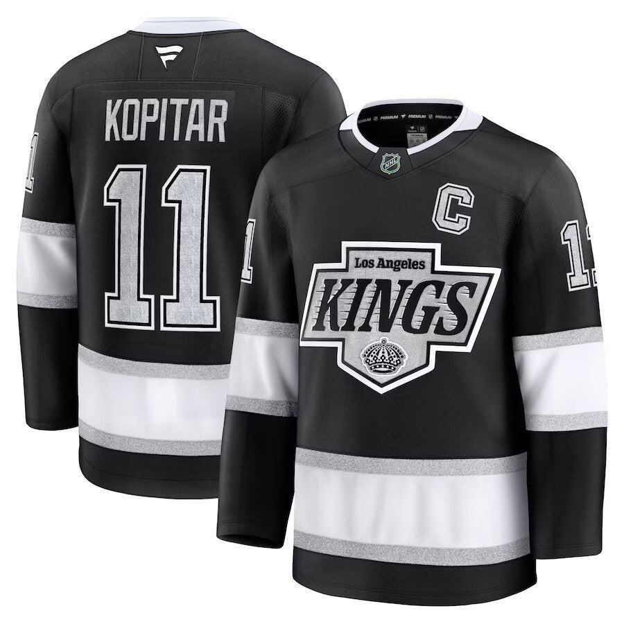 Los Angeles Kings #11 Anze Kopitar Home Premium Jersey - Black Hockey Jersey hockey jersey product view 1