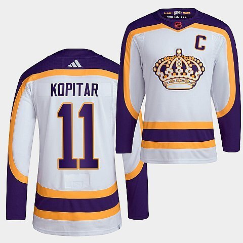 Los Angeles Kings #11 anze-kopitar-2022 white-reverse-retro-2.0-authentic-primegreen-jersey hockey jersey product view 1