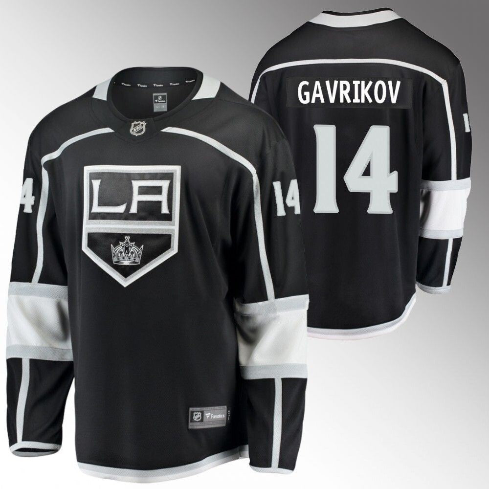 Los Angeles Kings #14 Vladislav Gavrikov Home Black Hockey Jersey hockey jersey product view 1