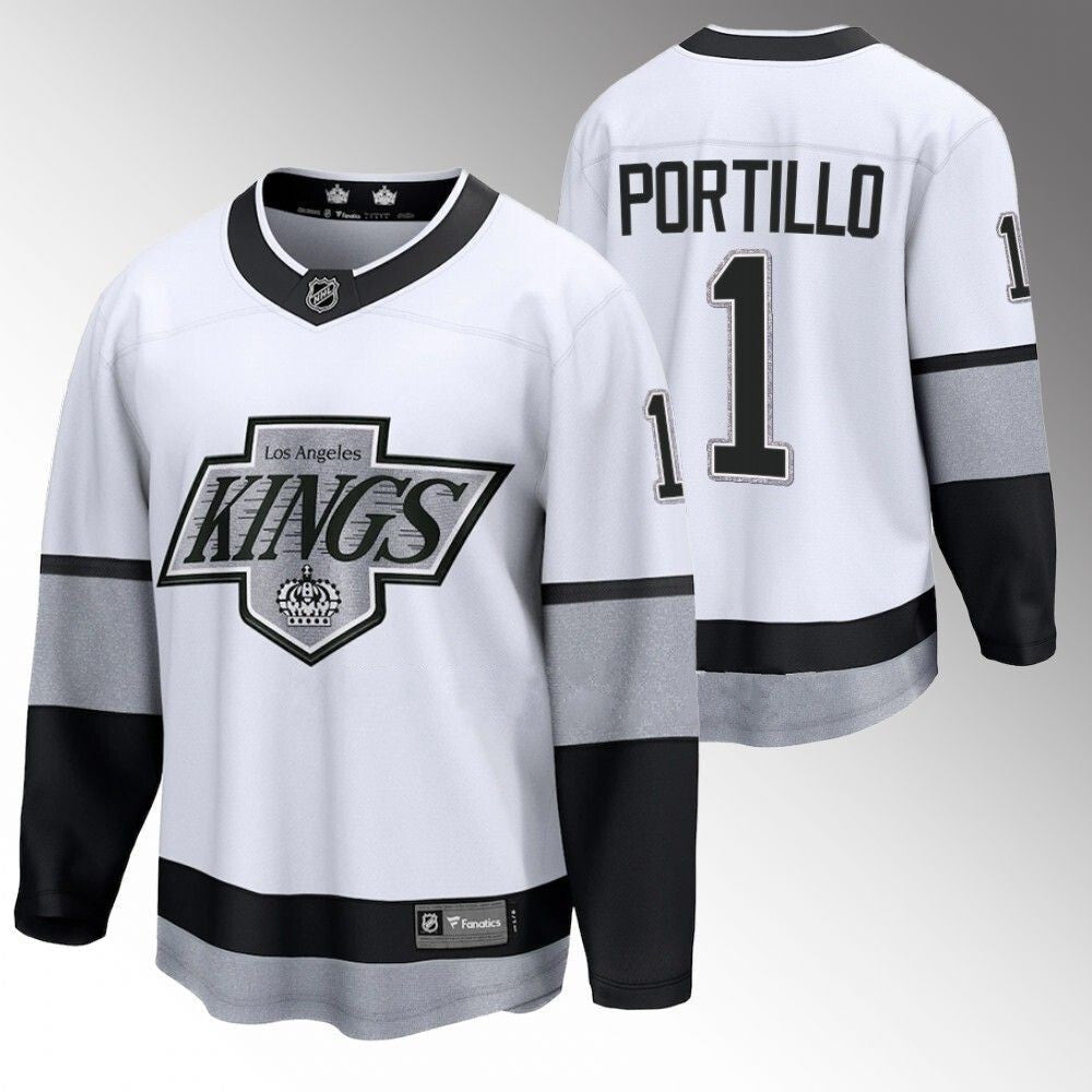 Los Angeles Kings #1 Erik Portillo Alternate White_conew1 Hockey Jersey hockey jersey product view 1