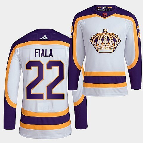 Los Angeles Kings #22 kevin-fiala-2022 white-reverse-retro-2.0-authentic-primegreen-jersey hockey jersey product view 1