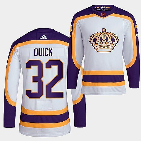 Los Angeles Kings #32 jonathan-quick-2022 white-reverse-retro-2.0-authentic-primegreen-jersey hockey jersey product view 1