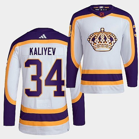 Los Angeles Kings #34 arthur-kaliyev-2022 white-reverse-retro-2.0-authentic-primegreen-jersey hockey jersey product view 1