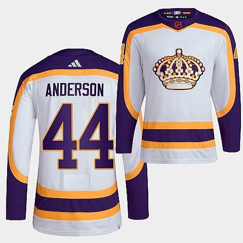 Los Angeles Kings #44 mikey-anderson-2022 white-reverse-retro-2.0-authentic-primegreen-jersey hockey jersey product view 1