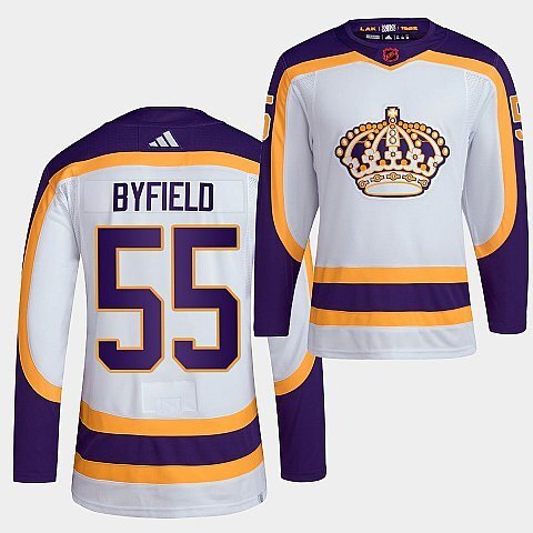 Los Angeles Kings #55 quinton-byfield-2022 white-reverse-retro-2.0-authentic-primegreen-jersey hockey jersey product view 1