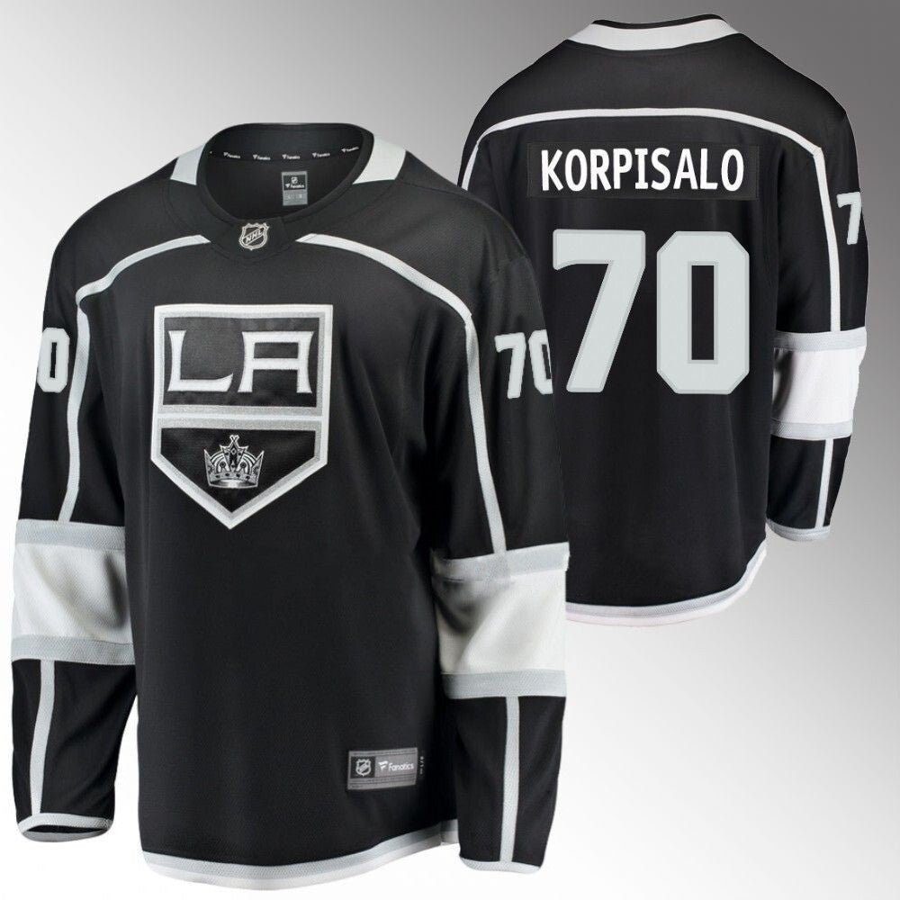 Los Angeles Kings #70 Joonas Korpisalo Home Black Hockey Jersey hockey jersey product view 1