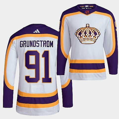Los Angeles Kings #91 carl-grundstrom-2022 white-reverse-retro-2.0-authentic-primegreen-jersey hockey jersey product view 1