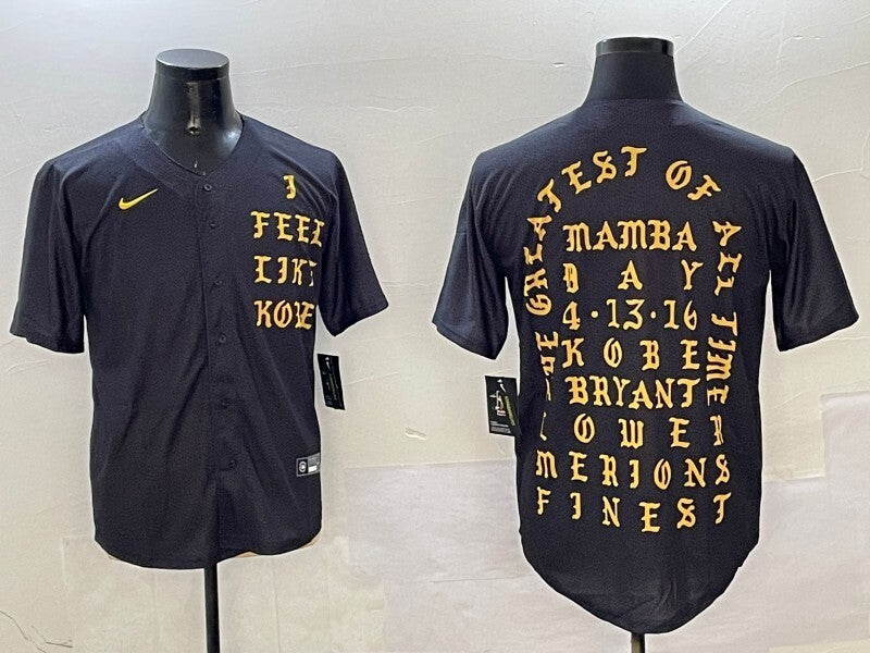 Los Angeles Lakers Kobe Gold Text Basketball Jersey basketball jersey product view 1