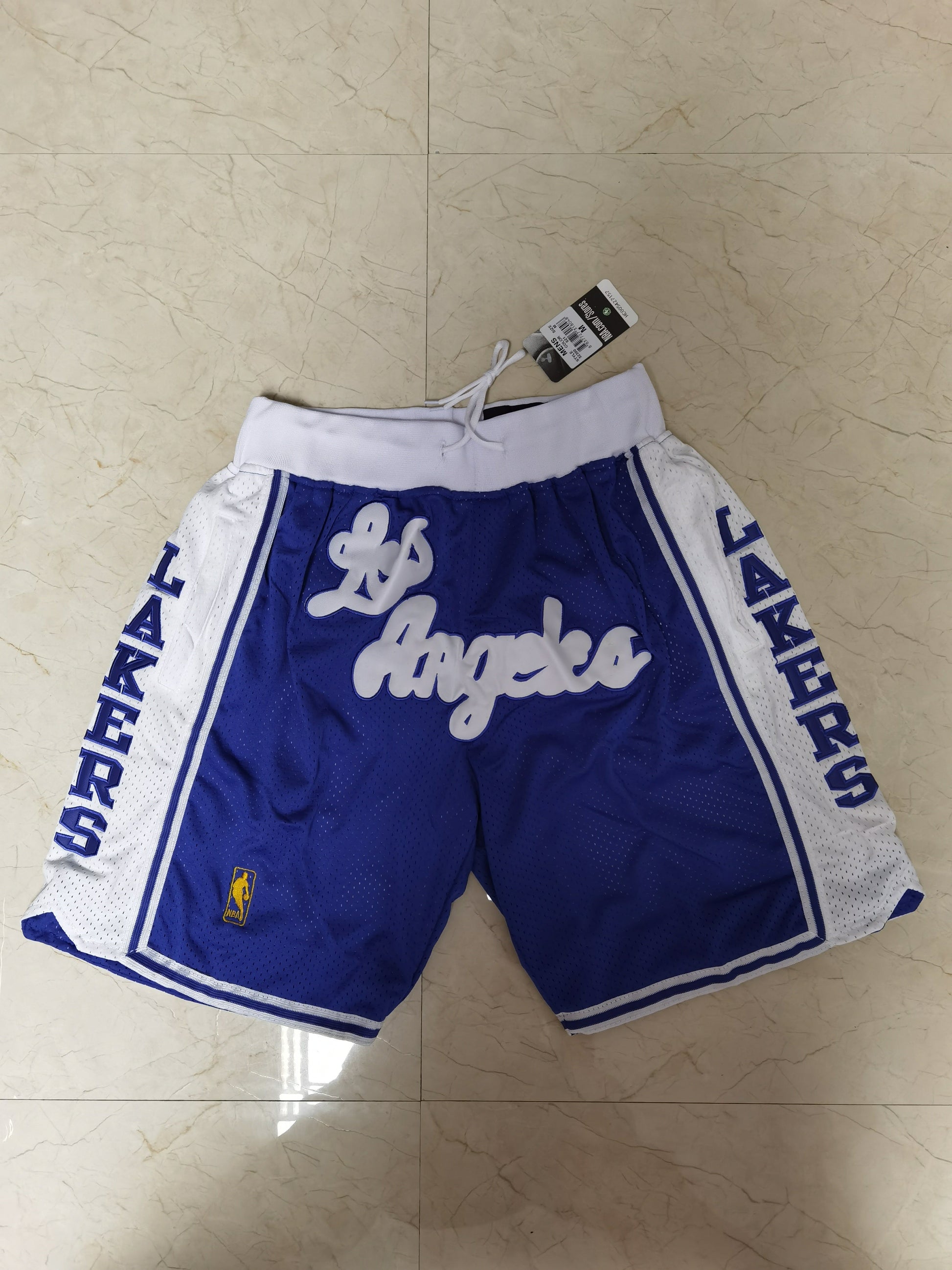 Los Angeles Lakers Lakers LOS Retro Embroidered Shorts Blue Basketball Jersey basketball jersey product view 1