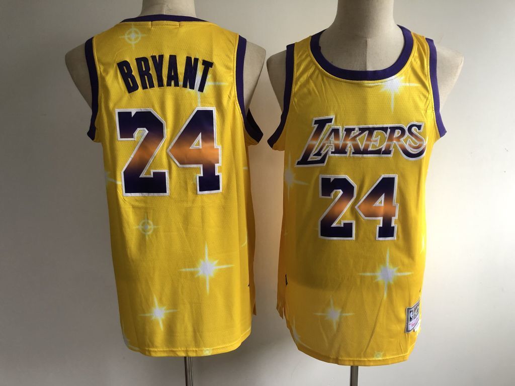 Los Angeles Lakers #24 Kobe Bryant Lakers 24 Yellow Galaxy Edition Basketball Jersey basketball jersey product view 1