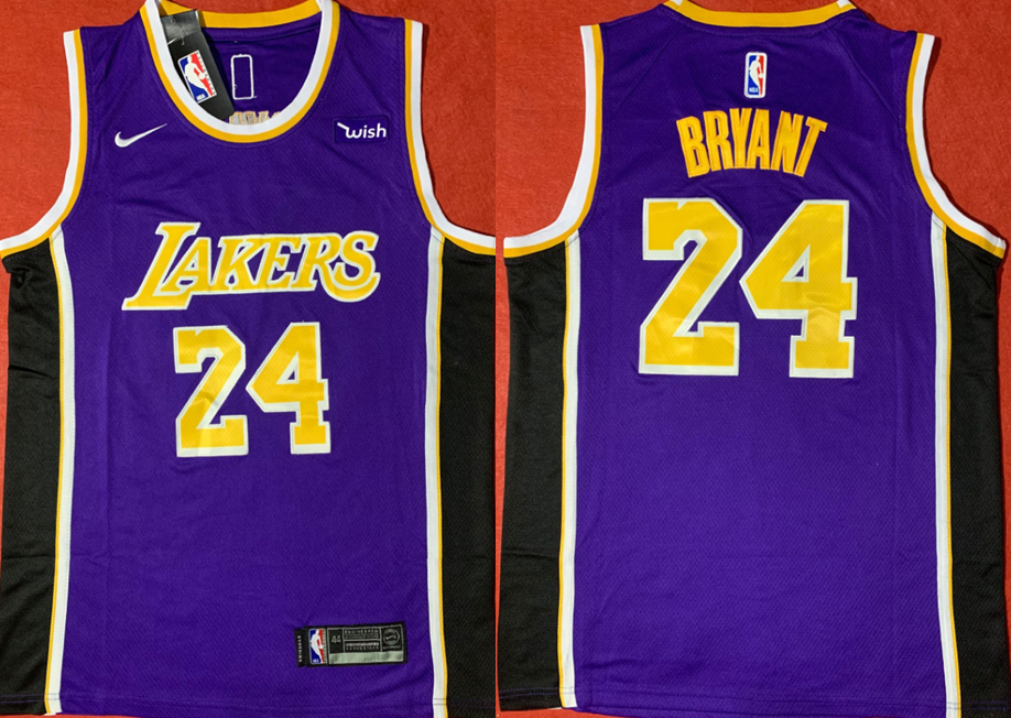 Los Angeles Lakers #24 Kobe Bryant Lakers 24 # New Crew Neck Kobe Purple Jersey Basketball Jersey basketball jersey product view 1