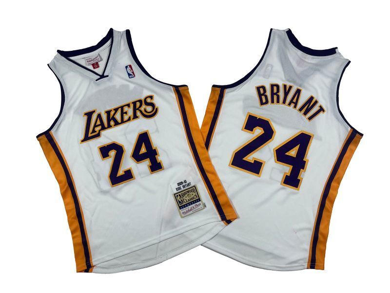 Los Angeles Lakers #24 Kobe Bryant Lakers 24 # White 09-10 Season Mitchell Retro Jersey -- Kobe _[1] basketball jersey product view 1