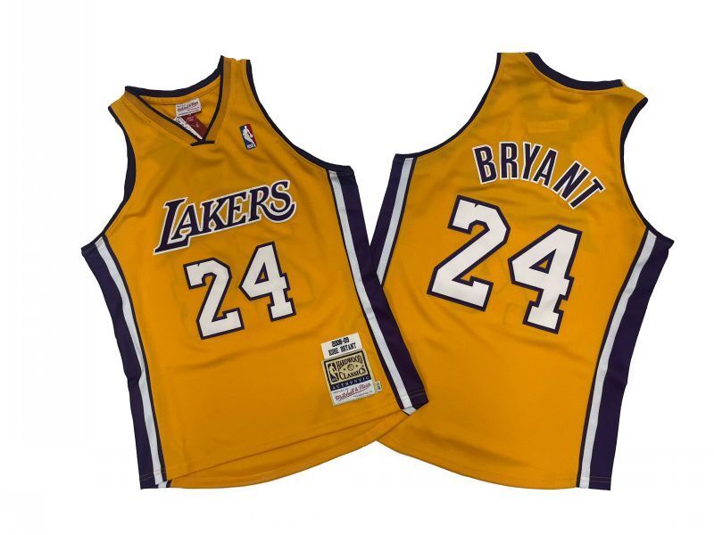 Los Angeles Lakers #24 Kobe Bryant Lakers 24 # Yellow 08-09 Season Mitchell Retro Jersey -- Kobe Style 1 basketball jersey product view 1