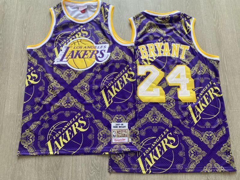 Los Angeles Lakers #24 Kobe Bryant mitchell&ness Lakers 24 # Kobe 07-08 Purple Embroidered Jersey basketball jersey product view 1