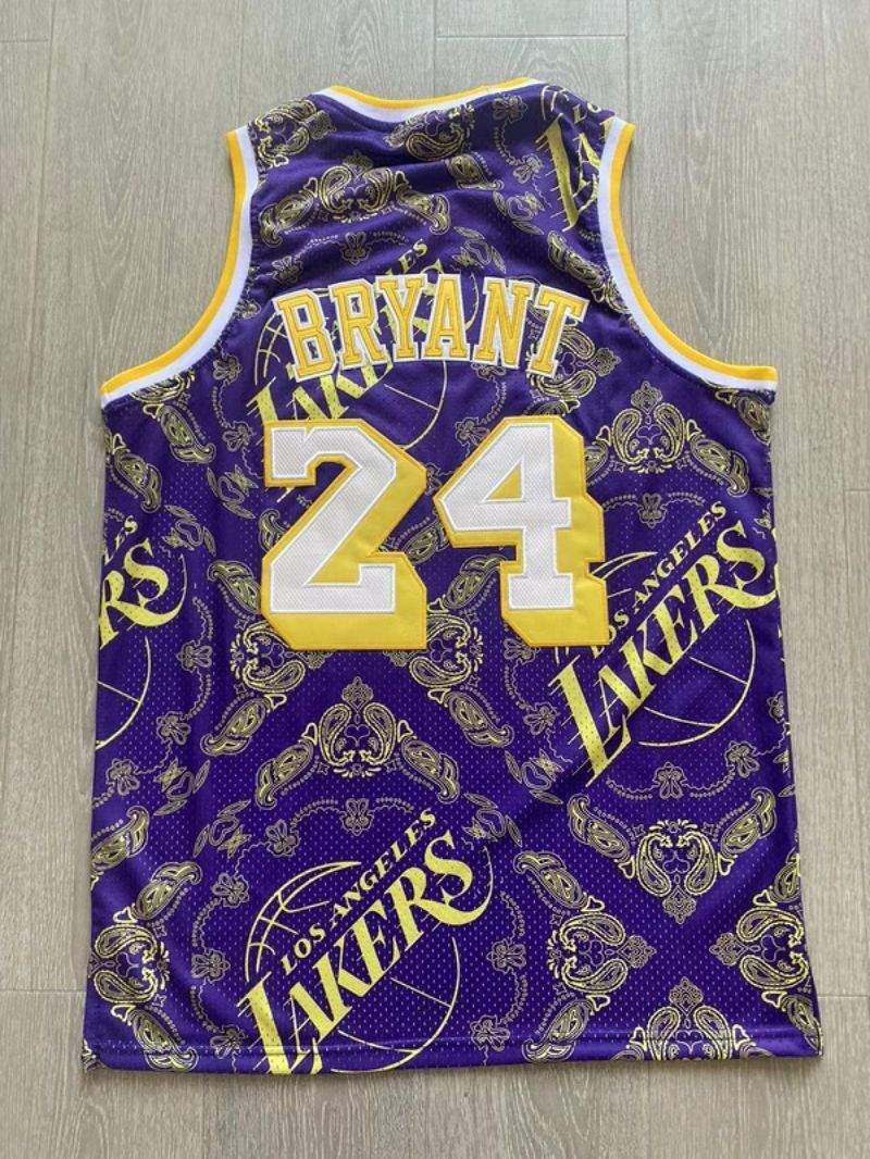 Los Angeles Lakers #24 Kobe Bryant purple cashew flower authentic jersey Style 1 Basketball Jersey basketball jersey product view 1