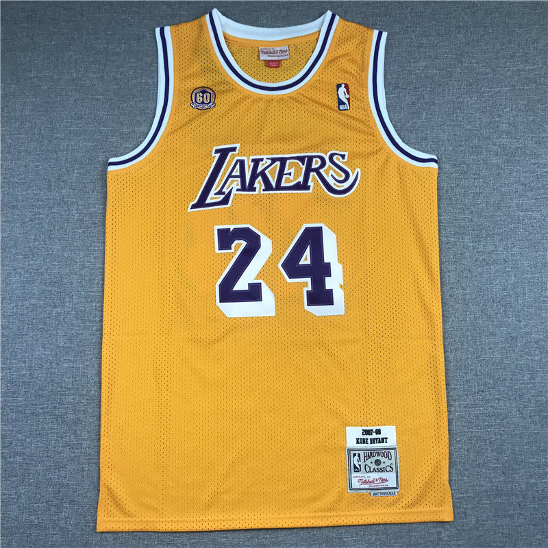 Los Angeles Lakers #24 kobe Bryant Lakers 24 Yellow 60 2007-08 Style 2 Basketball Jersey basketball jersey product view 1
