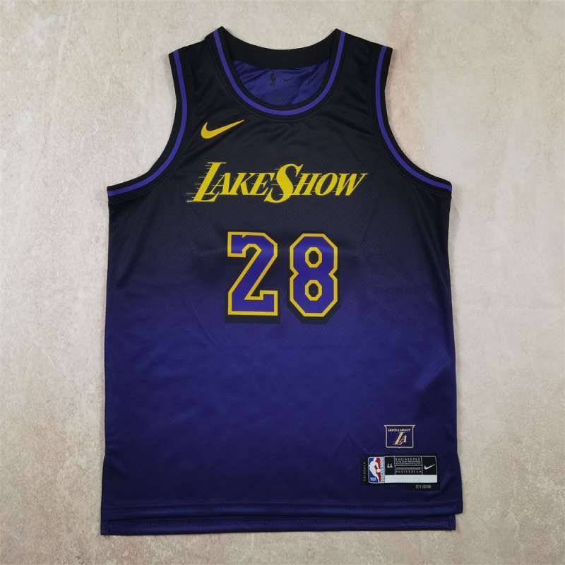 Los Angeles Lakers #28 Rui Hachimura Hot Press Lakers 28 Purple City Edition s-xxl Style 2 basketball jersey product view 1