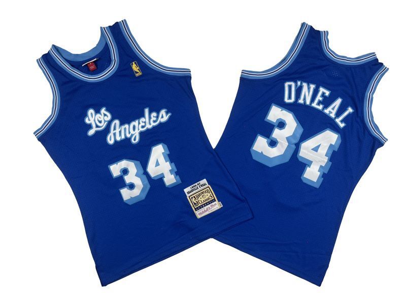 Los Angeles Lakers #34 Shaquille ONeal Lakers 34 Colorful Blue 96-97 Season Mitchell Retro Jersey -- Shaquille . O'Neal Style 1 basketball jersey product view 1