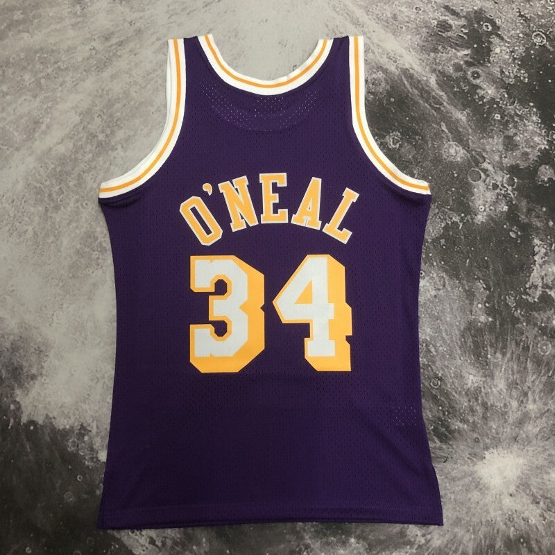 Los Angeles Lakers #34 Shaquille ONeal sw Lakers 96-97 Season Crew Neck Purple 34 # O'Neal basketball jersey product view 1