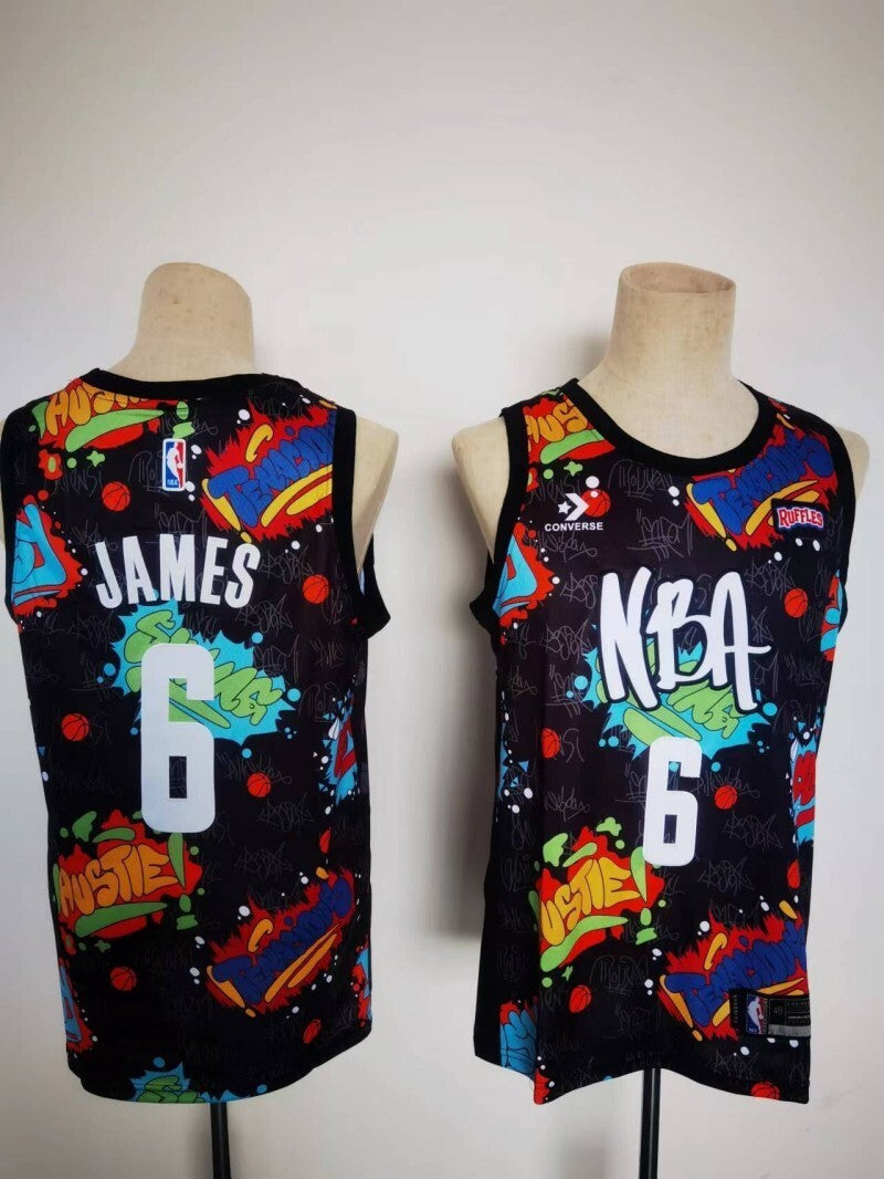 Los Angeles Lakers #6 james 2022 nba all-star kit pop culture street art black jersey Basketball Jersey basketball jersey product view 1