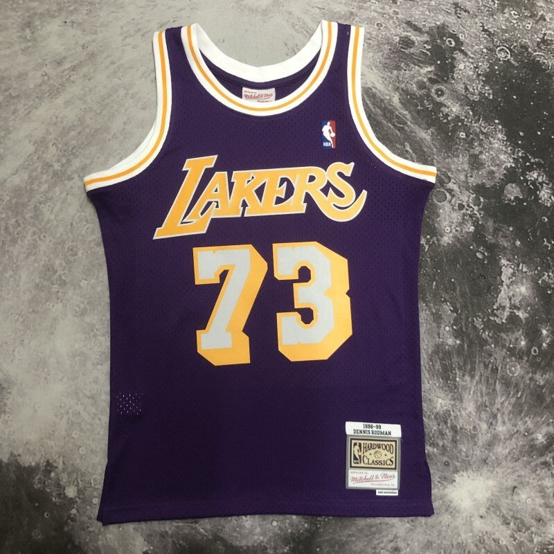 Los Angeles Lakers #73 Dennis Rodman sw Lakers 98-99 Season Crew Neck Purple 73 # Rodman Style 2 basketball jersey product view 1