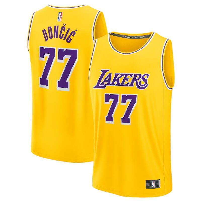 Los Angeles Lakers #77 Luka Dončić Jersey - Icon Edition - Gold Basketball Jersey basketball jersey product view 1