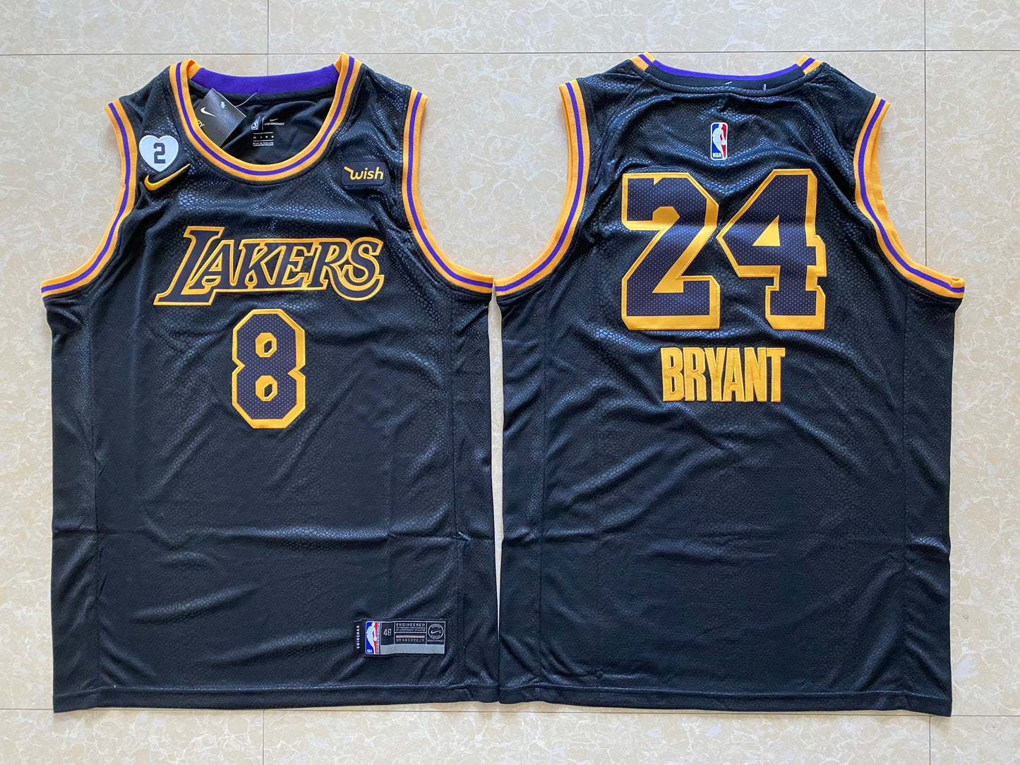 Los Angeles Lakers #8 24 Kobe Bryant Lakers 8+24 # City Edition Black Basketball Jersey basketball jersey product view 1