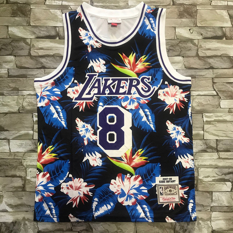Los Angeles Lakers #8 Kobe Bryant Heat Transfer Floral Pocket Edition Jersey and Shorts Style 1 basketball jersey product view 1