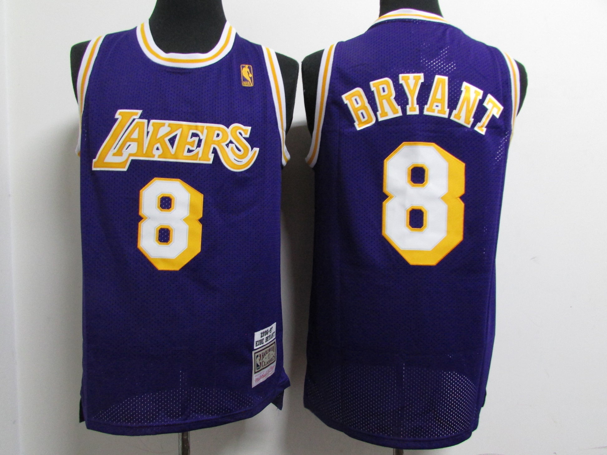 Los Angeles Lakers #8 Kobe Bryant Lakers 8 # Kobe Retro Gold Logo Purple Basketball Jersey basketball jersey product view 1