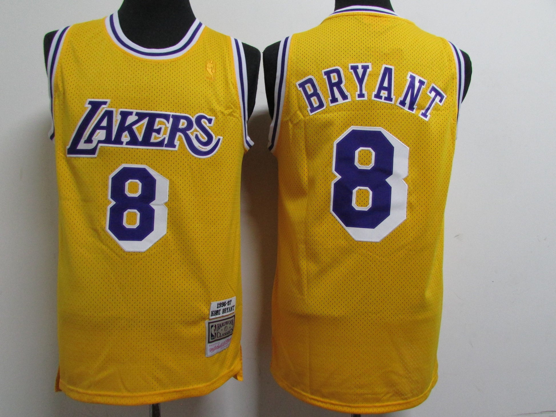 Los Angeles Lakers #8 Kobe Bryant Lakers 8 # Kobe Retro Gold Logo Yellow Basketball Jersey basketball jersey product view 1