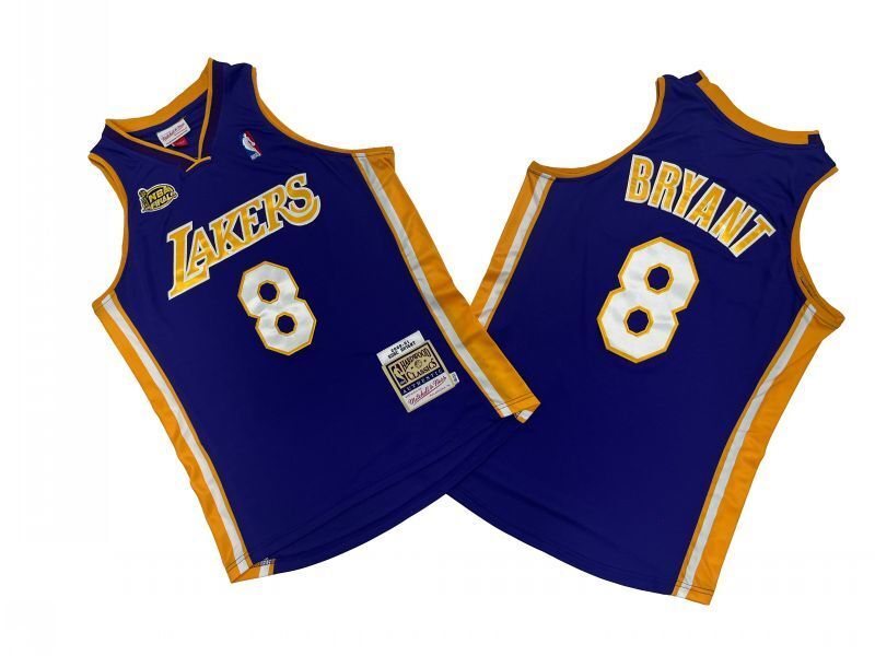 Los Angeles Lakers #8 Kobe Bryant Lakers 8 # Purple 00-01 Season Mitchell Retro Jersey -- Kobe basketball jersey product view 1