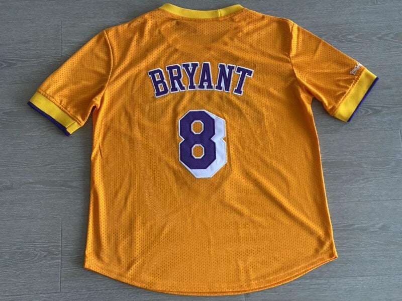 Los Angeles Lakers #8 Kobe Bryant mitchell & ness Lakers 8 # Kobe Yellow Embroidered Style 1 basketball jersey product view 1