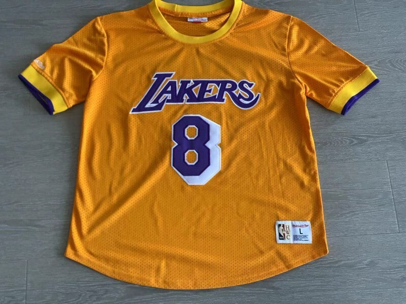 Los Angeles Lakers #8 Kobe Bryant mitchell & ness Lakers 8 # Kobe Yellow Embroidered Style 2 basketball jersey product view 1